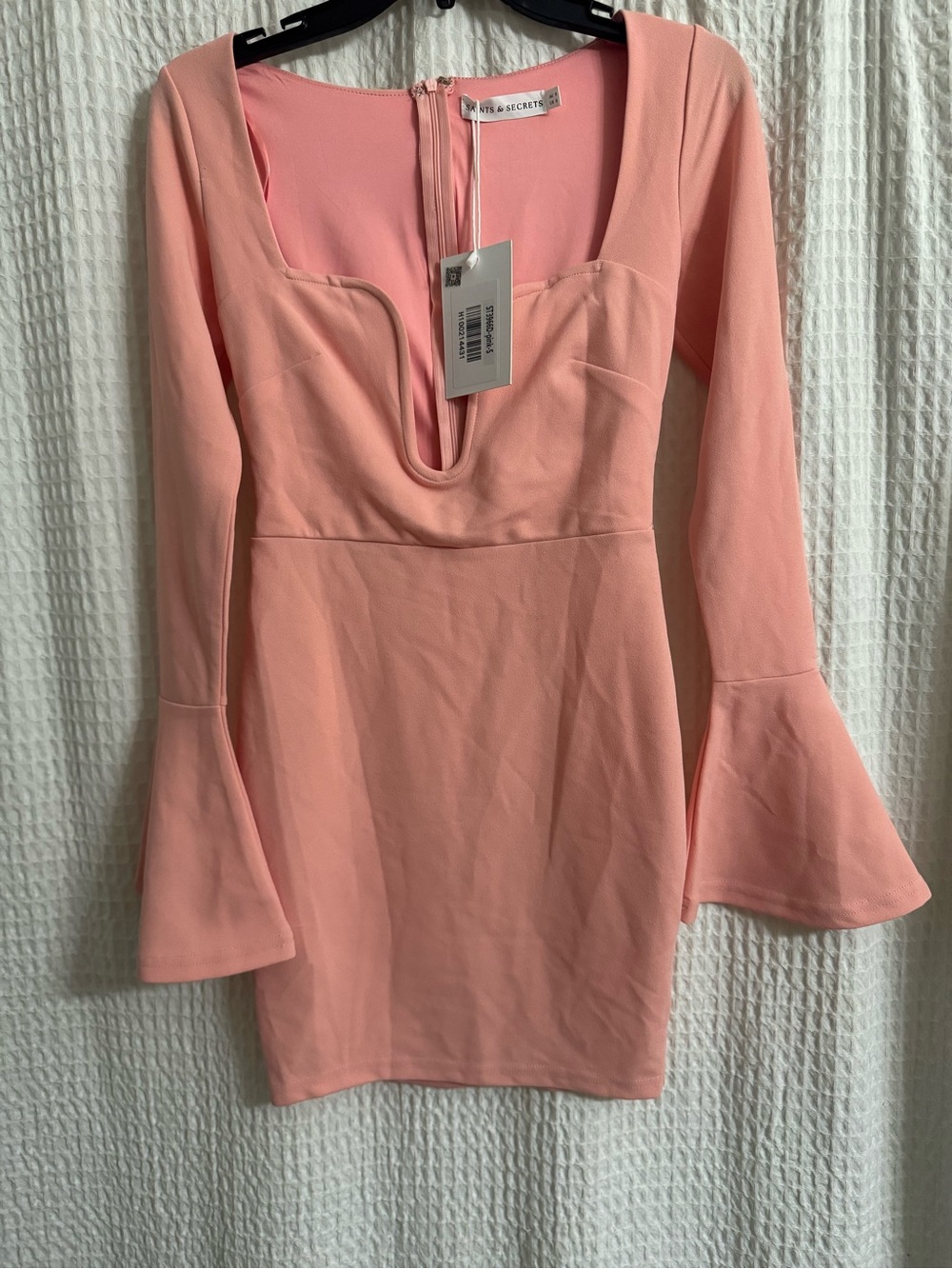 Saints and Secrets Pink Long-Sleeve Mini Dress with s Cuffs
